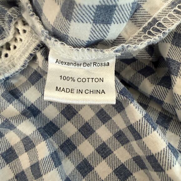 Alexander Rossa Blue Gingham Cotton Nightgown XL Ballet Length Cottagecore - Picture 7 of 11